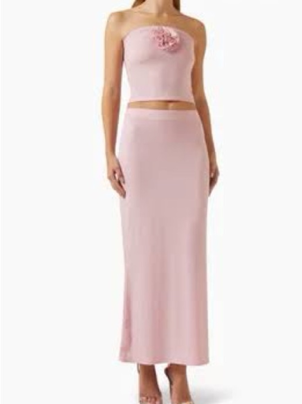 Reformation Blush Pink Strapless Maxi Set